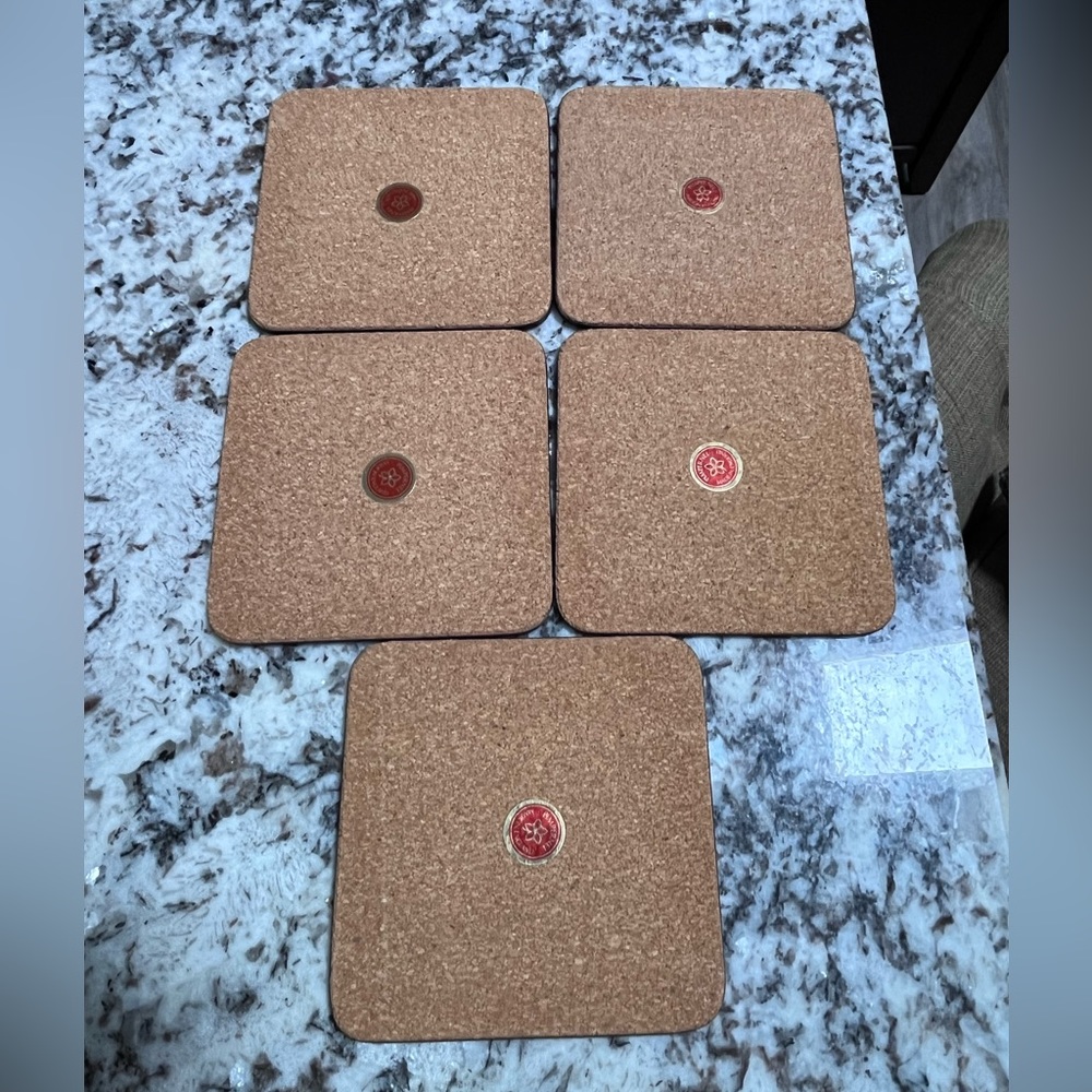 Vintage Pimpernel Coasters English Rose Motif Moisture Proof Cork Back Set of 5 - Picture 6 of 16